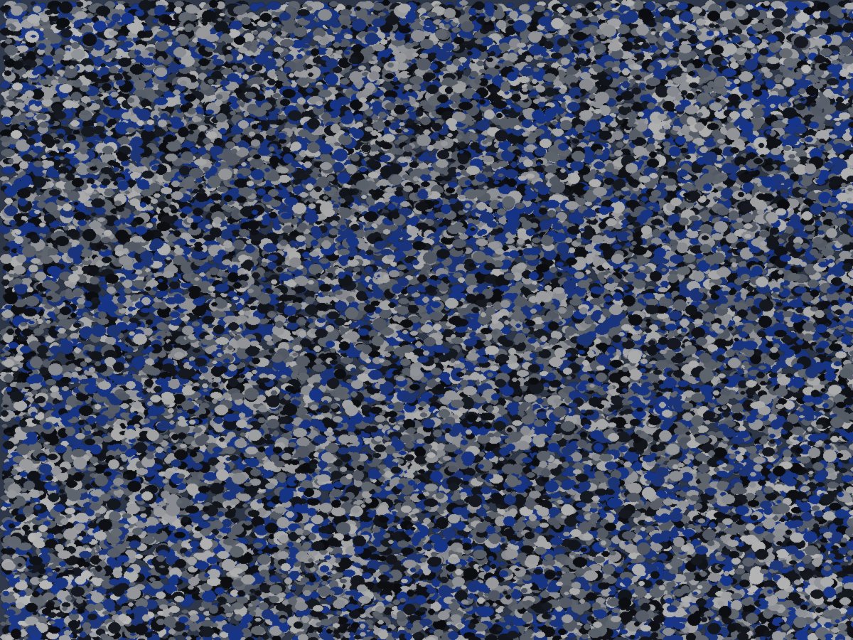 Orbit garage floor flake blend — cobalt on black & gray — installed by TRC in North Texas
